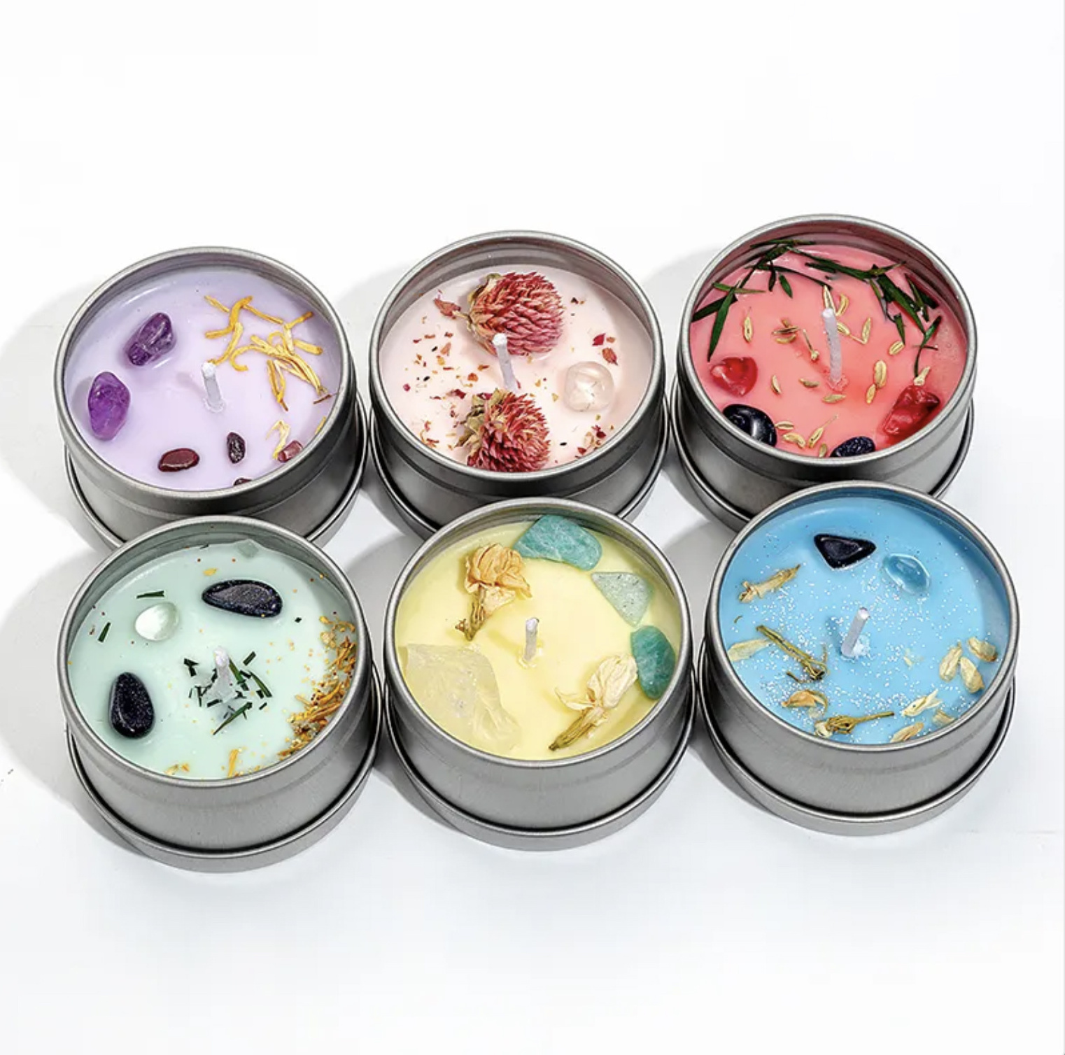 Factory tins chakra candles custom scented candles with crystals wholesale 3 wick candles scented Mother's day home relax