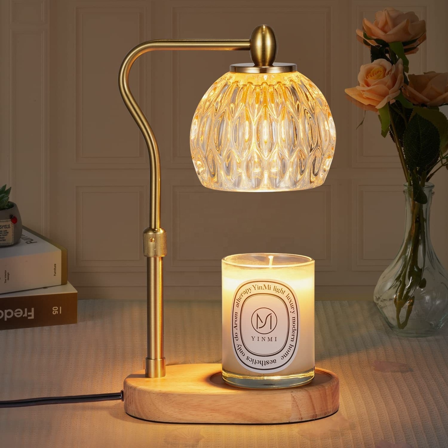 Glass lamp head Candle Warmer Lamp with Timer & Dimmer Candle Warmer Height Adjustable lamp for scented candles