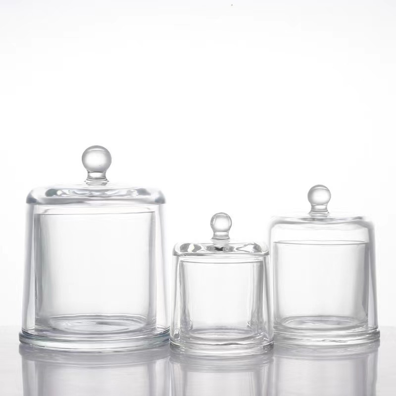 wholesale bell-shaped dome cover candle container empty clear glass Bell shape candle jar holder for candle making