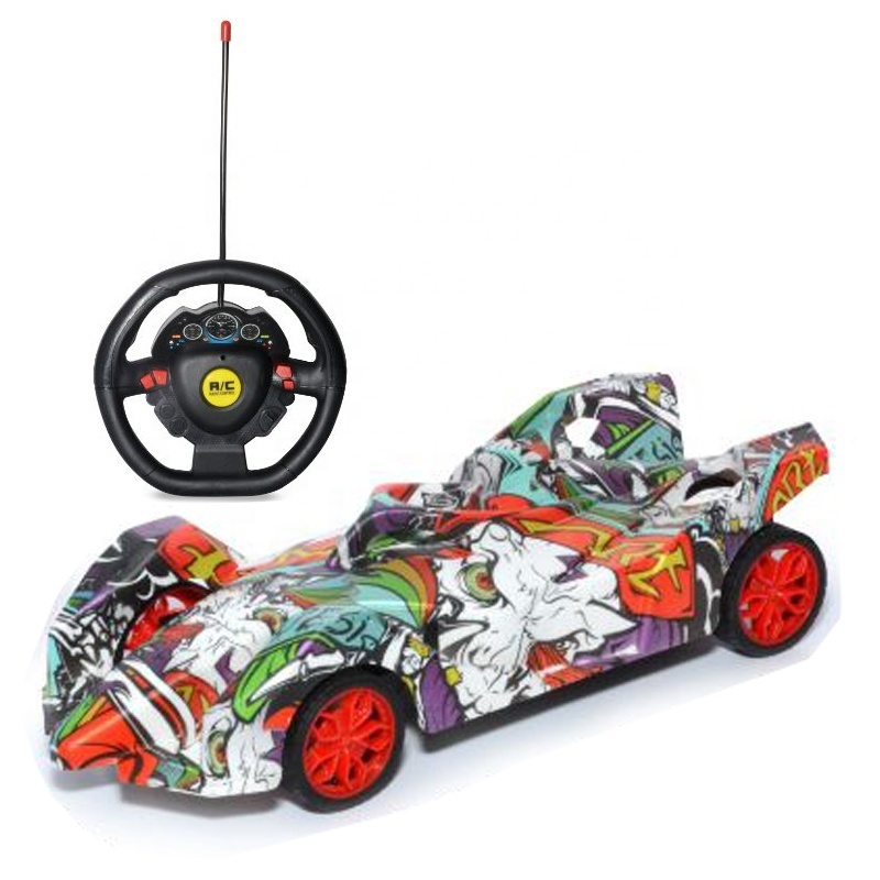 high speed 4 channel 1/16 steering wheel remote control car boys racing