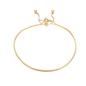 Laodun Minimalist Retractable Snake Chain Bracelet 18K Gold Vermeil Stainless Steel Bracelet Jewelry for Women Vermeil