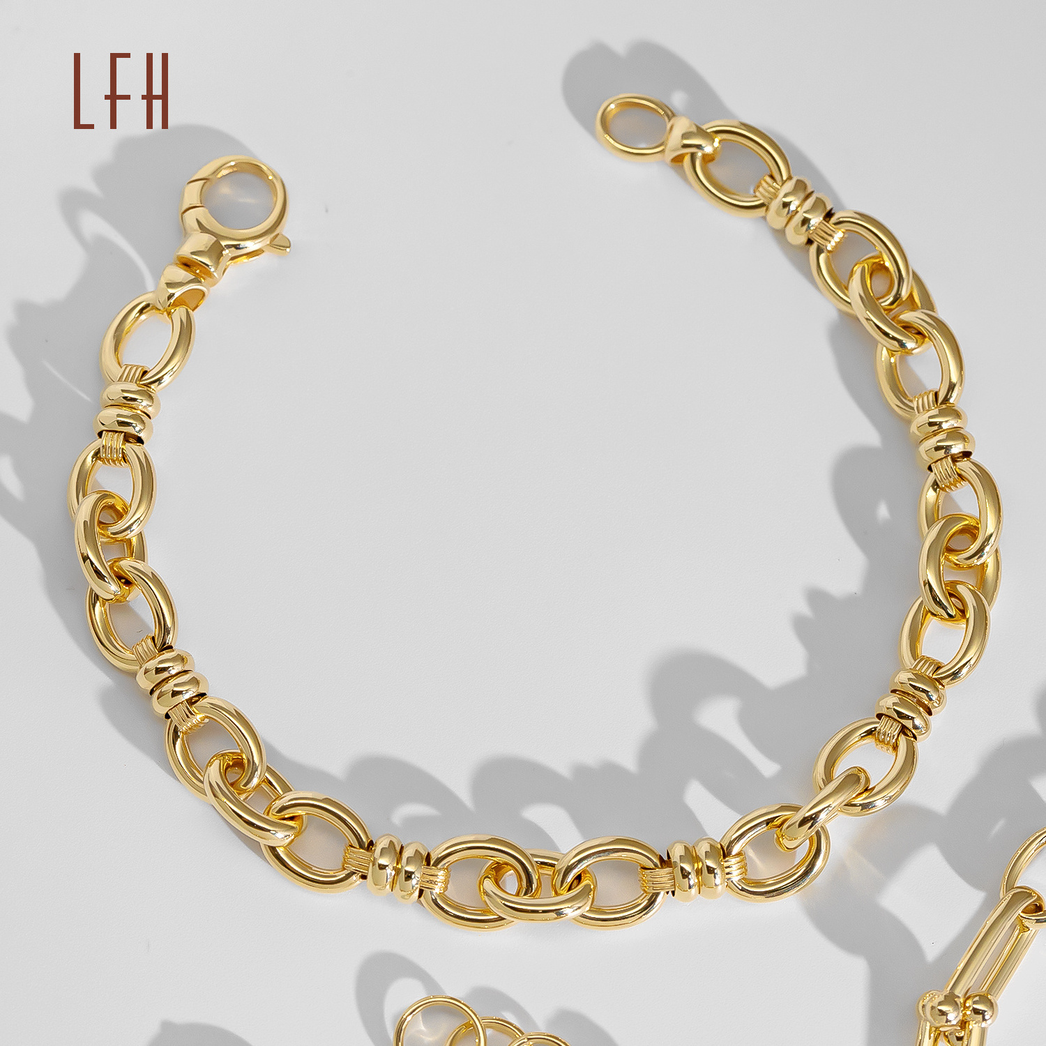 Wholesale 18K Real Pure Solid Gold Customized Hollow Chain Bracelet Oro 18k original  Gold Jewelry 18k Real