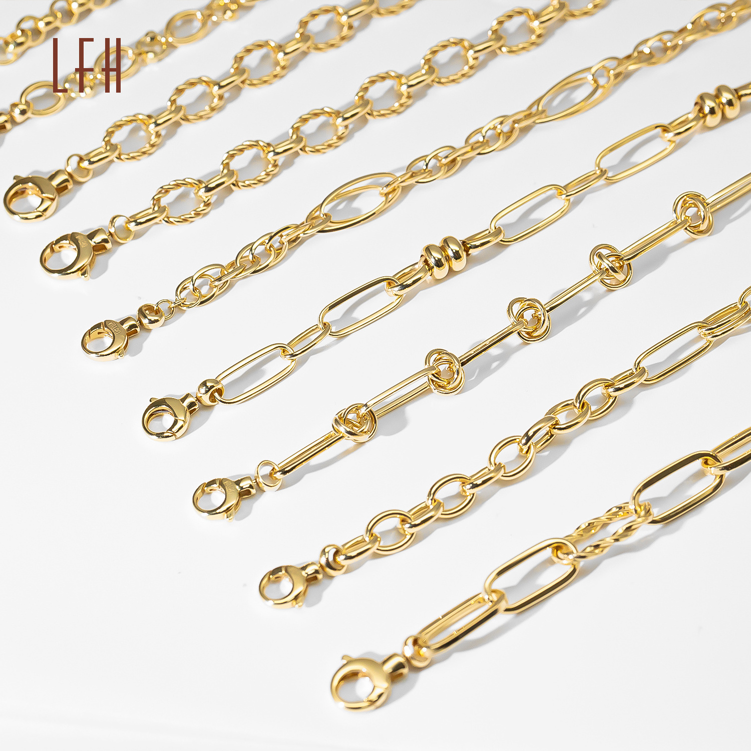 Wholesale 18K Real Pure Solid Gold Customized Hollow Chain Bracelet Oro 18k original  Gold Jewelry 18k Real