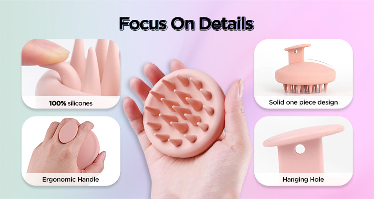 OEM Scalp Care Head Scrubber Handheld Soft Silicon Hair Brush Hair Scalp Massage Treatment Silicone Shampoo Applicator Brush