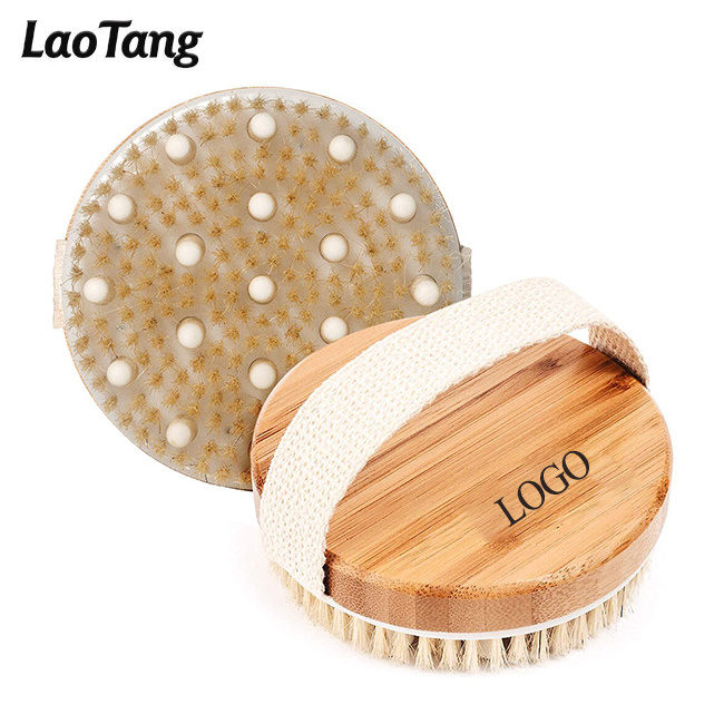 Wholesale Natural Biodegradable Boar Bristle Back Cleaning Shower Exfoliating Scrubber Dry Bath Brush