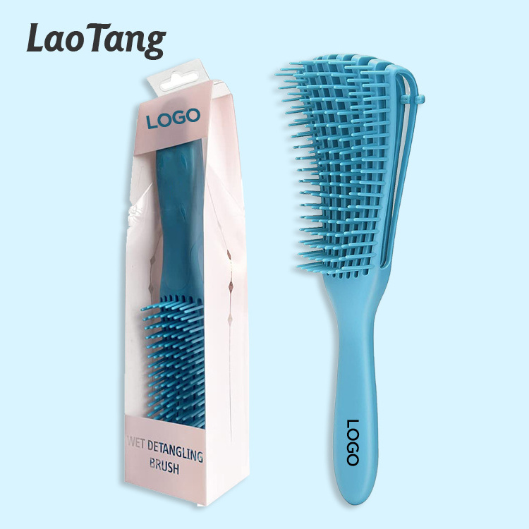 Hairdressing Vent Plastic Handle Magic Eight Custom Private Label Detangler Hairbrush Afro Detangling Hair Brush And Comb