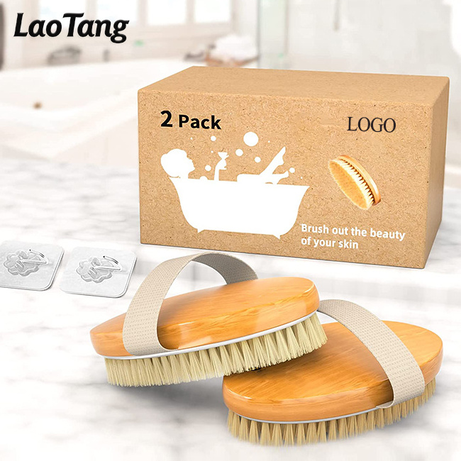 Wholesale Natural Biodegradable Boar Bristle Back Cleaning Shower Exfoliating Scrubber Dry Bath Brush