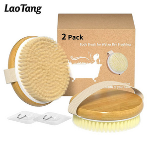 Wholesale Natural Biodegradable Boar Bristle Back Cleaning Shower Exfoliating Scrubber Dry Bath Brush