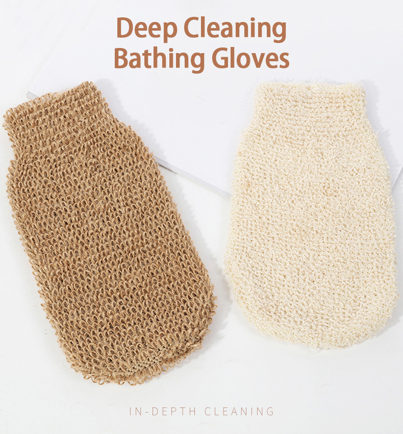 Eco-friendly Natural Exfoliating Sisal Hemp Fiber Loofah Glove Mitt Mitten Bath Sponge Scrubber Remove Dead Skin Gloves