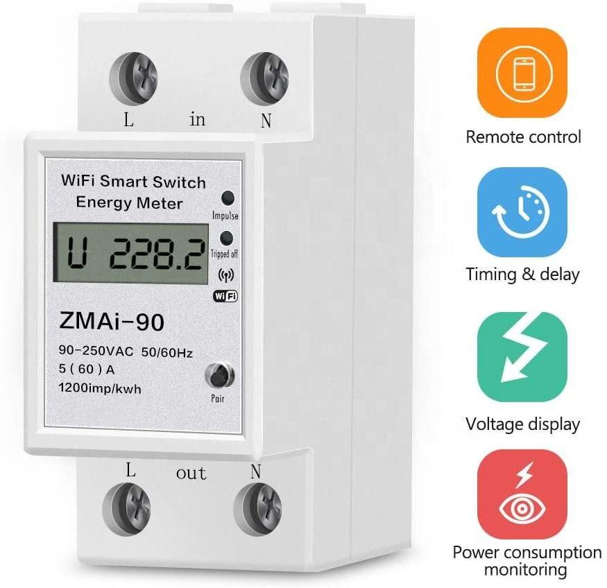 Smart Wifi Power Meter Single Phase Digital Watt Meter/smart Wifi Prepaid Energy Meter Din Rail Analog and Digital Class 1