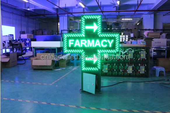 Double Sided  Church Led Sign Green Led Farmacia Cross  P6 P8 P10 Outdoor Pharmacy Led Display Screen