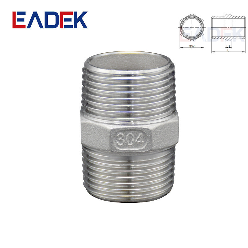 Factory Price 304 316 BSP NPT G BSPT Male Thread Casting Stainless Steel Hex Nipple