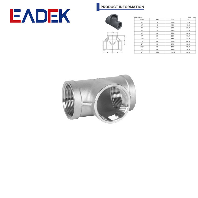 Thread Casting Pipe Fitting Connector Stainless Steel 304 Female Equal Tee