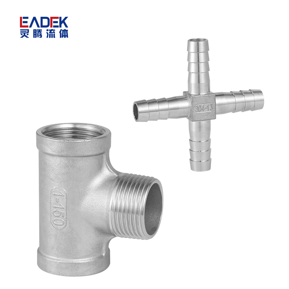 1/8 3/4 NPT BSPP BSPT Female Thread Stainless Steel Reducing Tee SS Hose Nipple Pipe Fittings