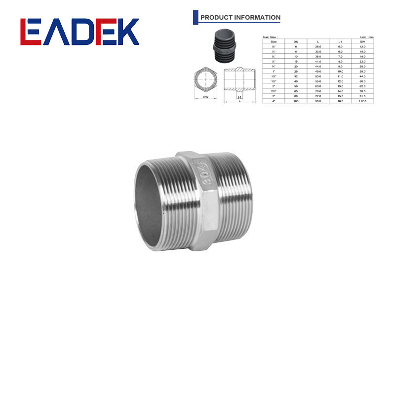 Factory Price 304 316 BSP NPT G BSPT Male Thread Casting Stainless Steel Hex Nipple