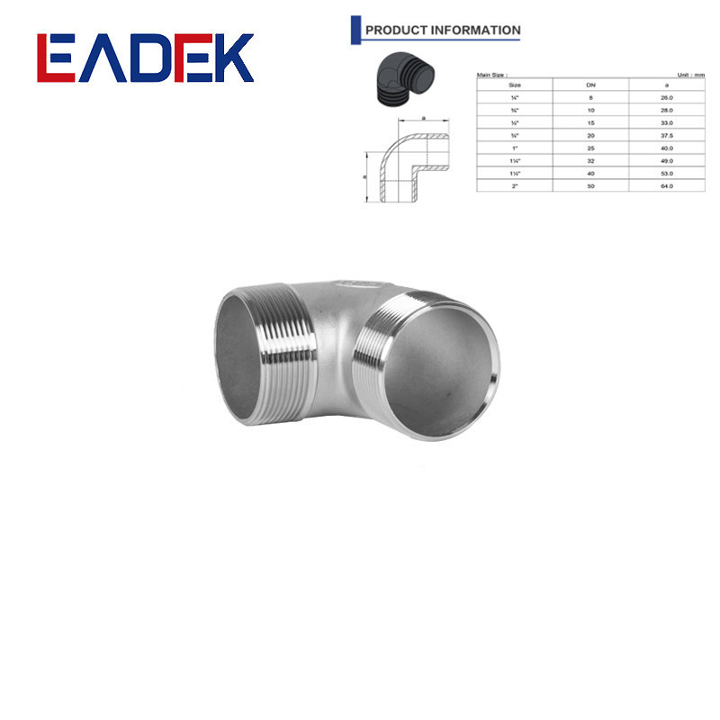 Stock Casting Pipe Fitting 304 Stainless Steel 90 Degree NPT Male Elbow Male Thread Connection 150 LB Elbow Equal Round 1/8