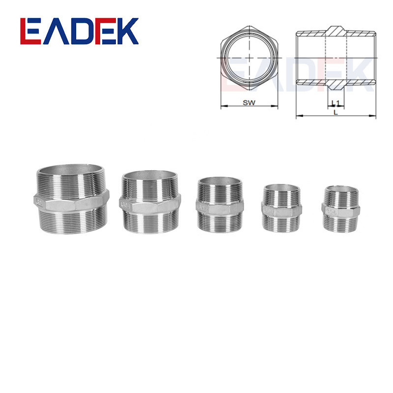 Factory Price 304 316 BSP NPT G BSPT Male Thread Casting Stainless Steel Hex Nipple