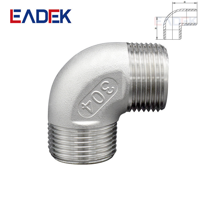 Stock Casting Pipe Fitting 304 Stainless Steel 90 Degree NPT Male Elbow Male Thread Connection 150 LB Elbow Equal Round 1/8