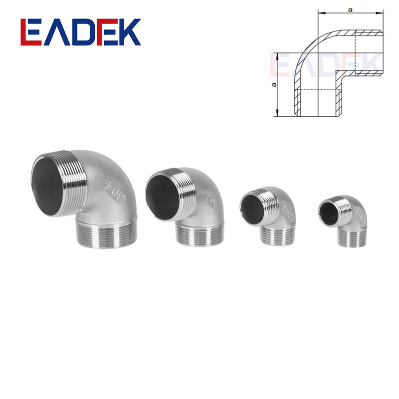 Stock Casting Pipe Fitting 304 Stainless Steel 90 Degree NPT Male Elbow Male Thread Connection 150 LB Elbow Equal Round 1/8