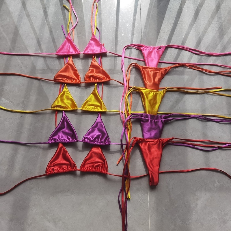 Best Quality Solid Colorful 2 Pcs Swimwear Women Fashion Custom Bathing Suit String Micro Sexy Bikini