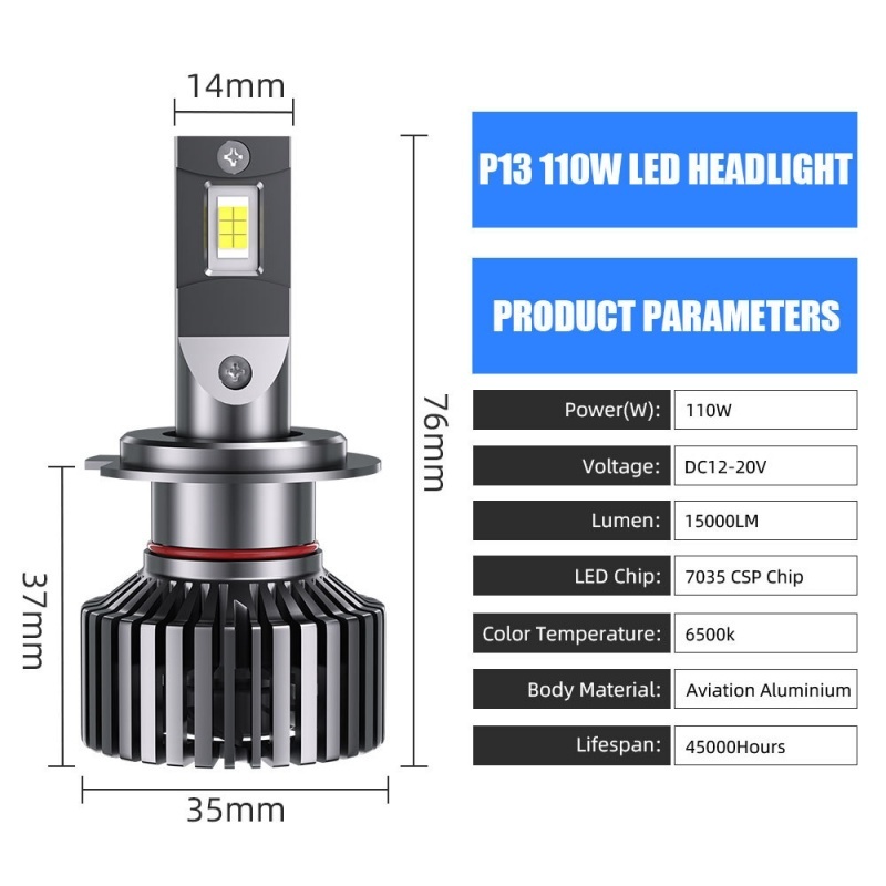 2024 Cheap Price Led Headlight Bulb 110W 15000LM With Fan Design Auto H7 H11 9005 Car Light Led