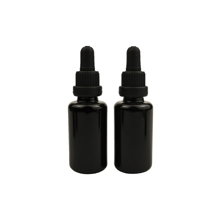 New material violet black glass 30ml 50ml dropper bottle 100ml 200ml big size uv violet black glass essential oil bottles