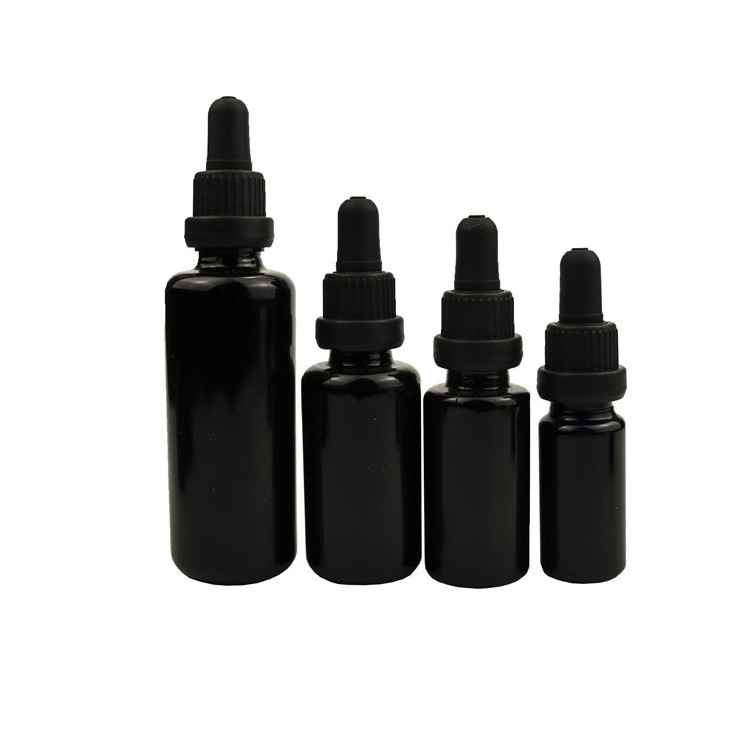 New material violet black glass 30ml 50ml dropper bottle 100ml 200ml big size uv violet black glass essential oil bottles