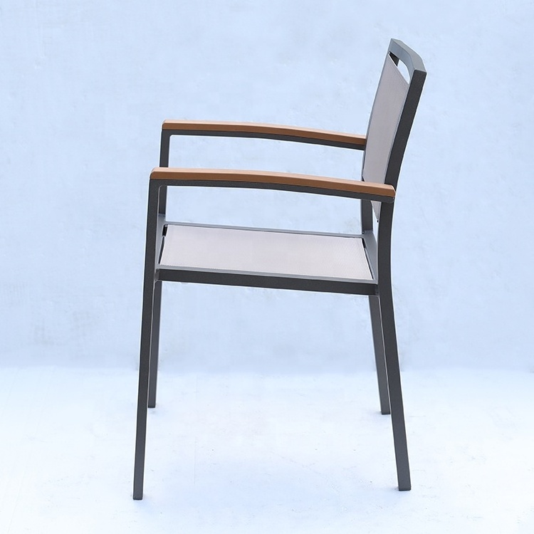 Uplion Metal Frame Chair with Plastic Wood Armrest Outdoor Patio garden furniture Dining Chair