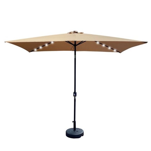 Square 3m Parasol with Led Solar Canopy Sun Shade Patio Umbrella Light