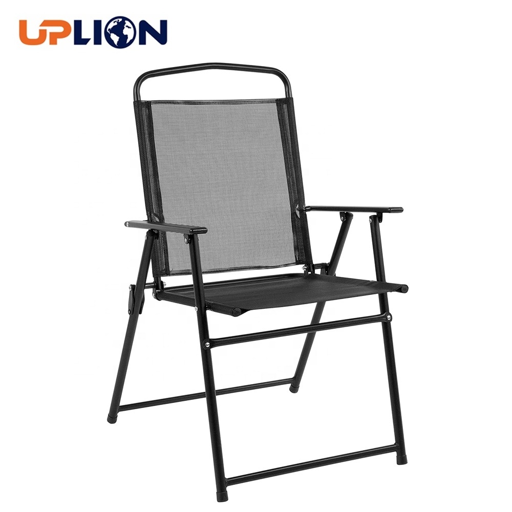 Uplion 6 Piece Black Patio Garden Set With Umbrella Table And Set Of 4 Folding Chairs