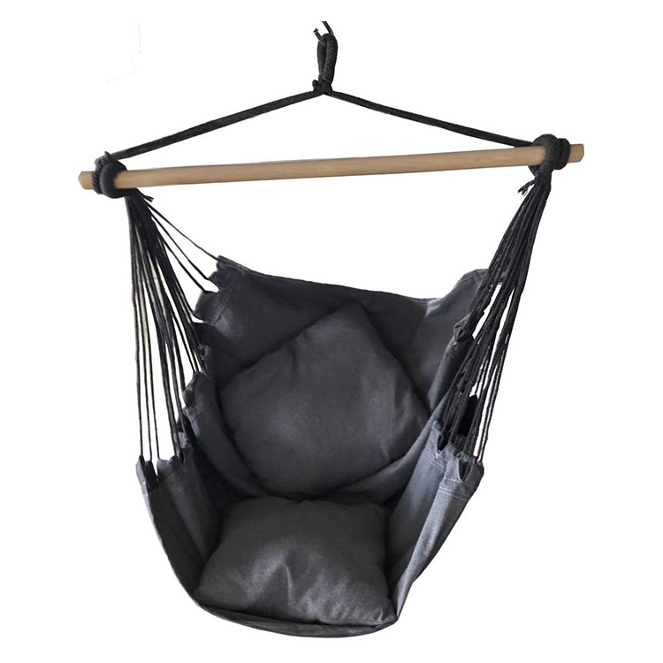 Uplion Garden Portable Hanging Hammock Chair Camping Outdoor hanging chairs cotton rope hammock swings with cushion pillow