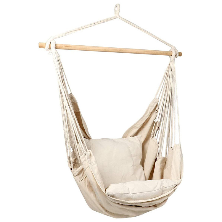 Uplion Garden Portable Hanging Hammock Chair Camping Outdoor hanging chairs cotton rope hammock swings with cushion pillow