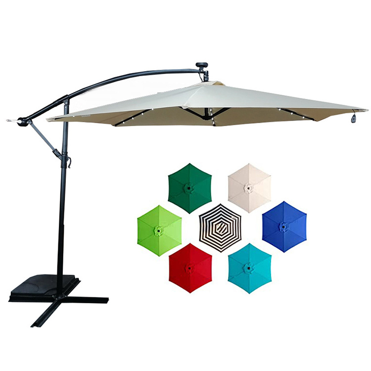 Uplion 3M Cantilever Yard Umbrella Parts Solar Powered Led Garden Patio Umbrella Outdoor Umbrella Parasol