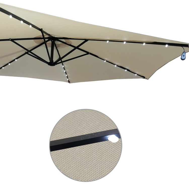 Uplion 3M Cantilever Yard Umbrella Parts Solar Powered Led Garden Patio Umbrella Outdoor Umbrella Parasol