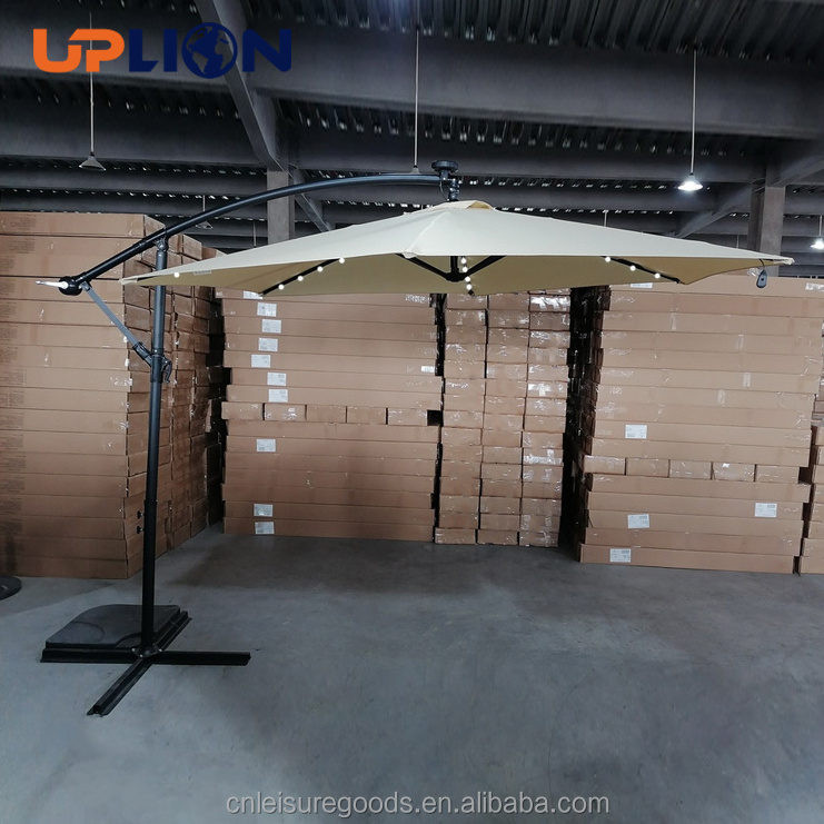 Wholesale Large Led Solar Parasol Offset Umbrella Outdoor Restaurant Cantilever Shade Patio Umbrellas & Bases