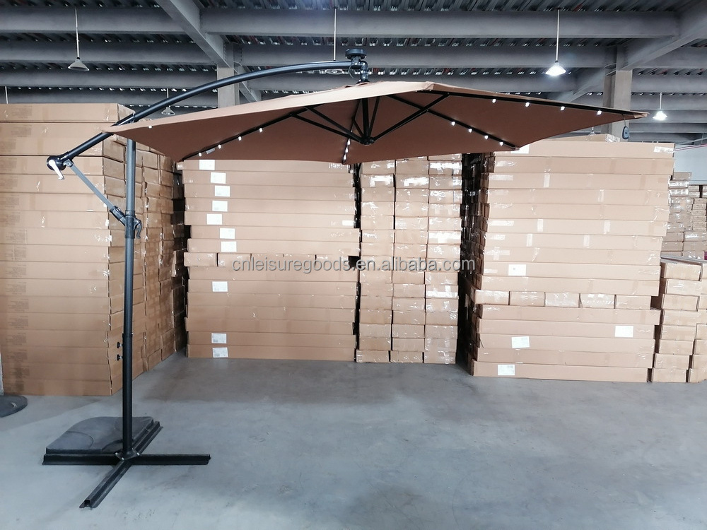 Wholesale Large Led Solar Parasol Offset Umbrella Outdoor Restaurant Cantilever Shade Patio Umbrellas & Bases