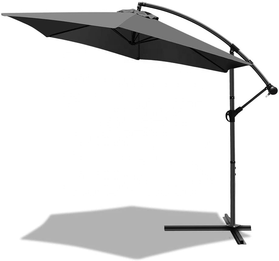 Uplion 10FT Patio Offset Cantilever Umbrella, Large Hanging Market Umbrella with Crank & Cross Base Waterproof garden parasol