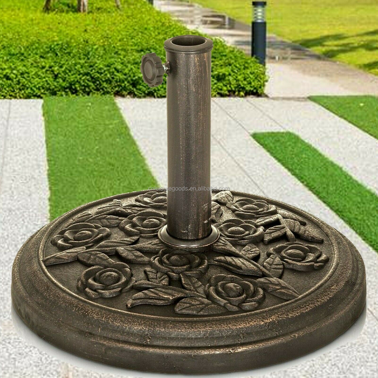 Uplion Cast Iron Round Umbrella Parasol Base Stand Patio Outdoor Garden Heavy Duty 9kg Umbrella Base