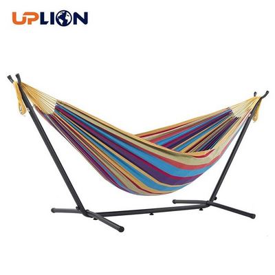 Uplion Strong Frame Hammock Double Cotton Hammock With Space Saving Steel Stand 2 Person Portable Hammock