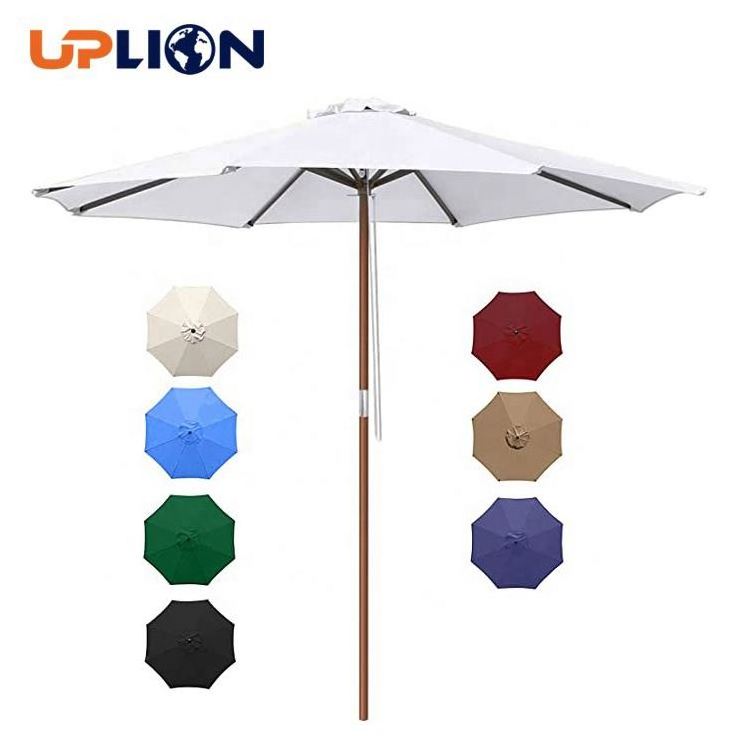 Uplion Luxury Market Street Poolside Wood Frame Drawstring Patio Sun Garden Parasol Table Top Umbrella