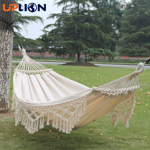 Uplion Outdoor Handmade Swing Hammock Cotton Hammock With Tassel Brazilian Macrame Hanging Hammock