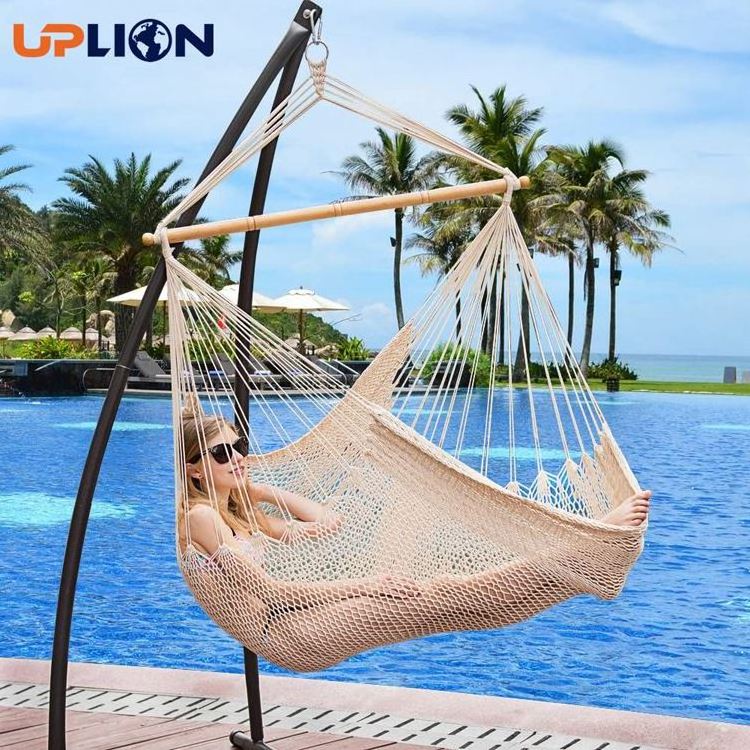 Uplion Outdoor Hanging Hammock Chair Handwoven Cotton Rope Swing Chair Camping Mesh Hammock