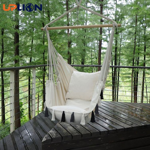 Uplion Outdoor Handmade Cotton Hammock With Tassel Camping Hammock Chair With Pillow Hanging Hammocks