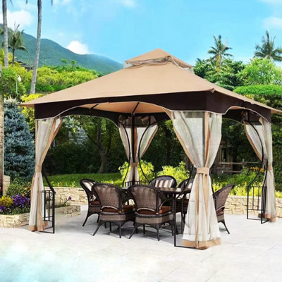 Uplion 11x11 Feet Patio Outdoor metal garden pavilion metal decorative gazebo with mosquito netting Canopy Pergola