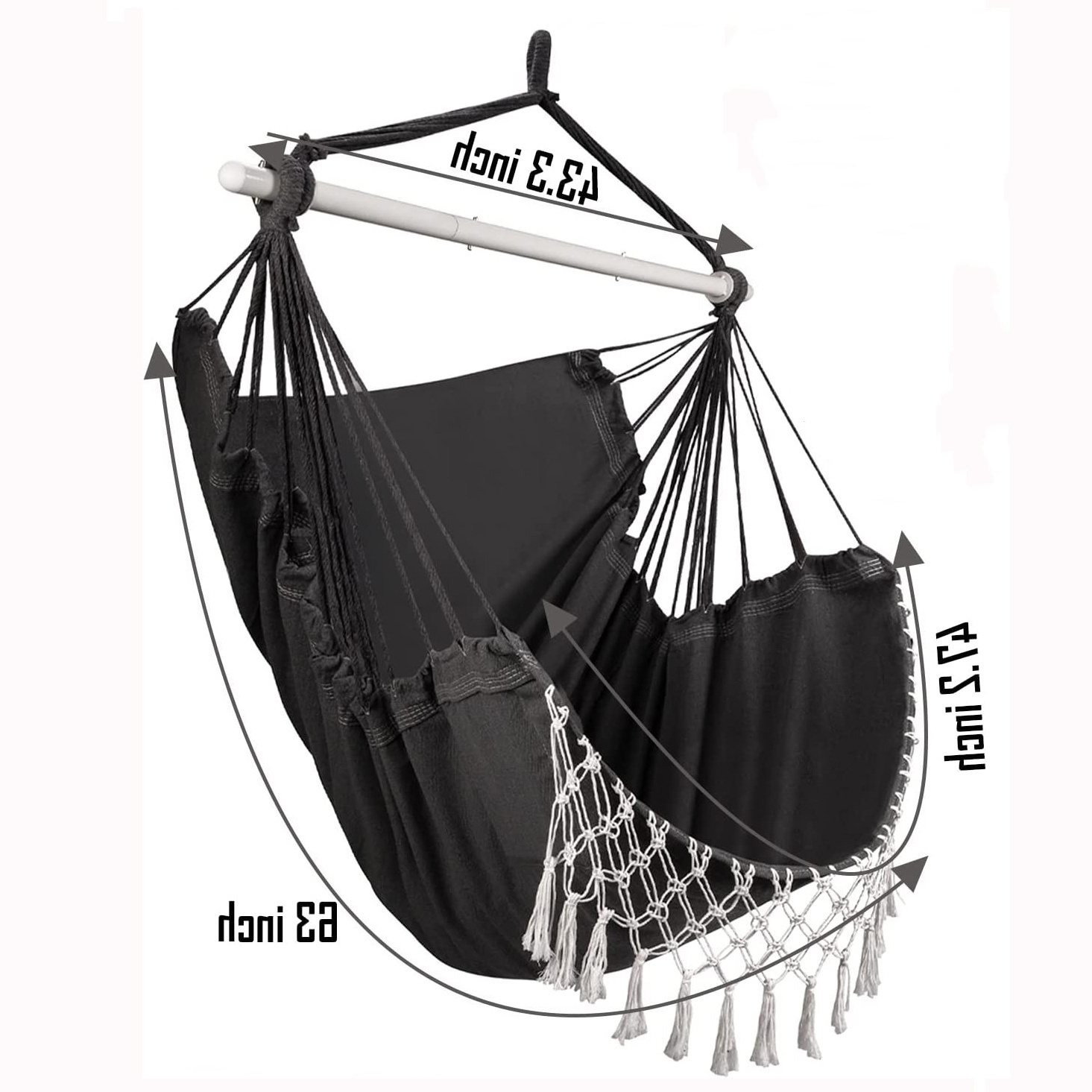 Uplion Large Macrame Swing Chair with Tassel Hanging Swing Chair Cotton Hammock Chair