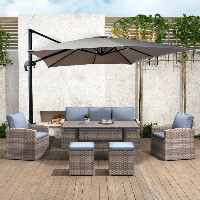 Uplion 10 Feet Garden Deck Pool Patio Outdoor Cantilever Square Aluminum Offset Umbrella with 360-degree Rotation roma umbrella