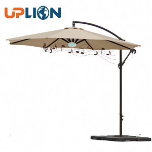 Uplion New Design 10 Feet Garden Parasol Banana Umbrella With Blue tooth Speaker Outdoor Patio Umbrella