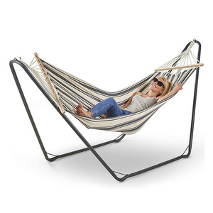 Uplion Outdoor Handmade Hammocks Cotton Camping Hammock With Wood and Stand Hanging Hammock