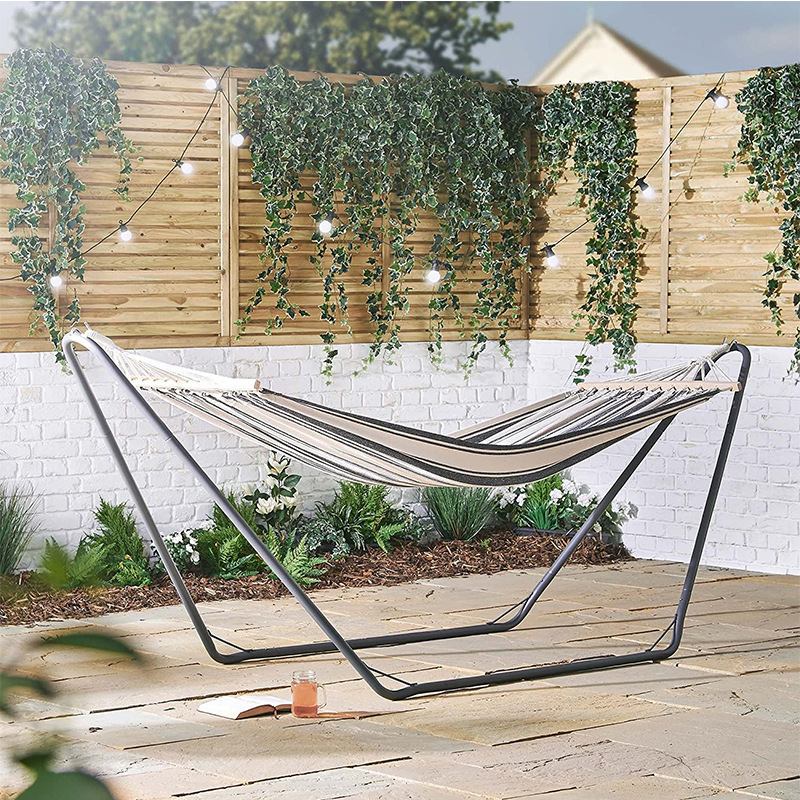 Uplion Outdoor Handmade Hammocks Cotton Camping Hammock With Wood and Stand Hanging Hammock