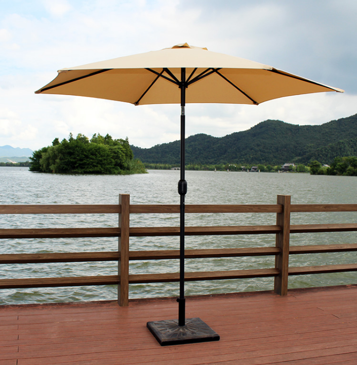 Uplion 2M Patio Umbrella Steel Pole Outdoor Parasol Sun Metal Outdoor Beach Protection Shade Portable  Parasol Umbrella